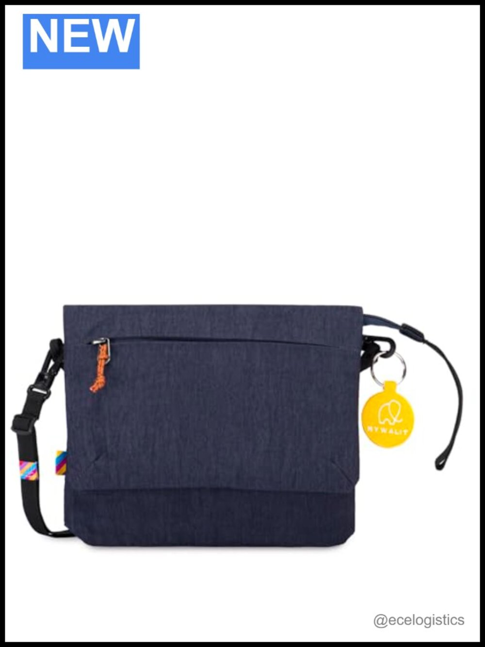 Unisex Flap Crossbody Bag Cotton Nylon Lightweight Popper Closure Divided